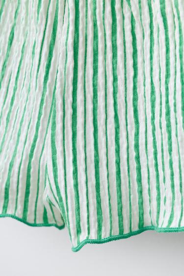 SHORT TEXTURÉ À RAYURES - Vert de Zara - Image 3