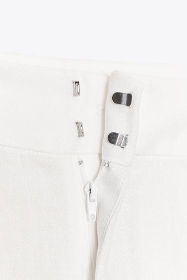 PANTALON MÉLANGE LIN PINCES ZW COLLECTION - Blanc de Zara - Image 7