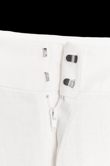 Zara PLEATED LINEN BLEND PANTS ZW COLLECTION - White