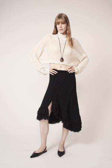 JUPE À FRANGES ASYMÉTRIQUE - THE ITEM - Noir de Zara - Image 4