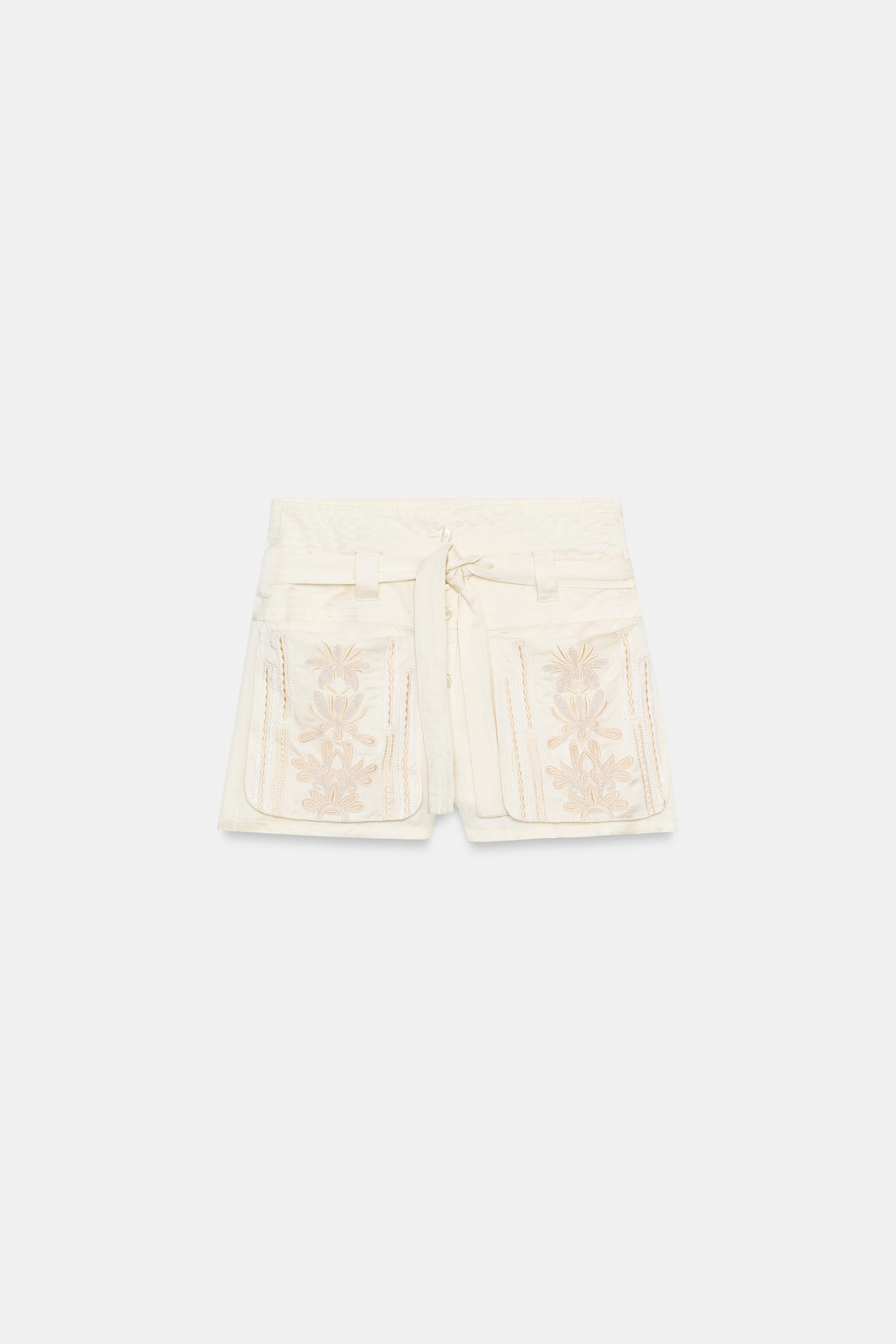 Женские шорты Zara ZW COLLECTION EMBROIDERED BERMUDA SHORTS — фото 6