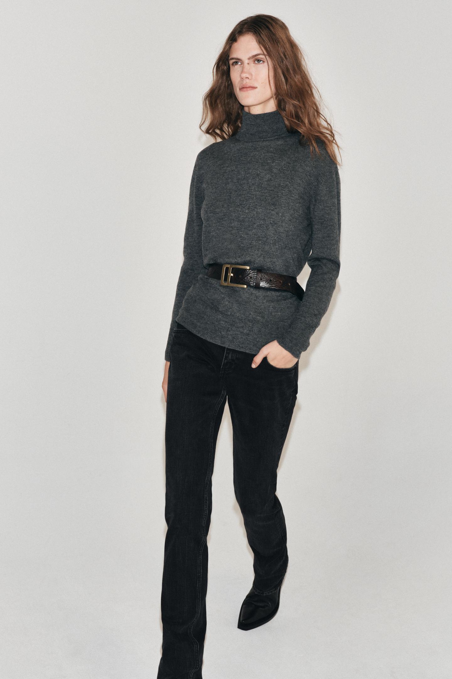 Женский свитер Zara 100% Extra-Soft Wool, цвет: Серый — фото 1