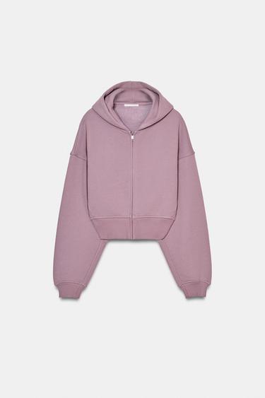 CROPPED HOODIE - Chalk pink by Zara