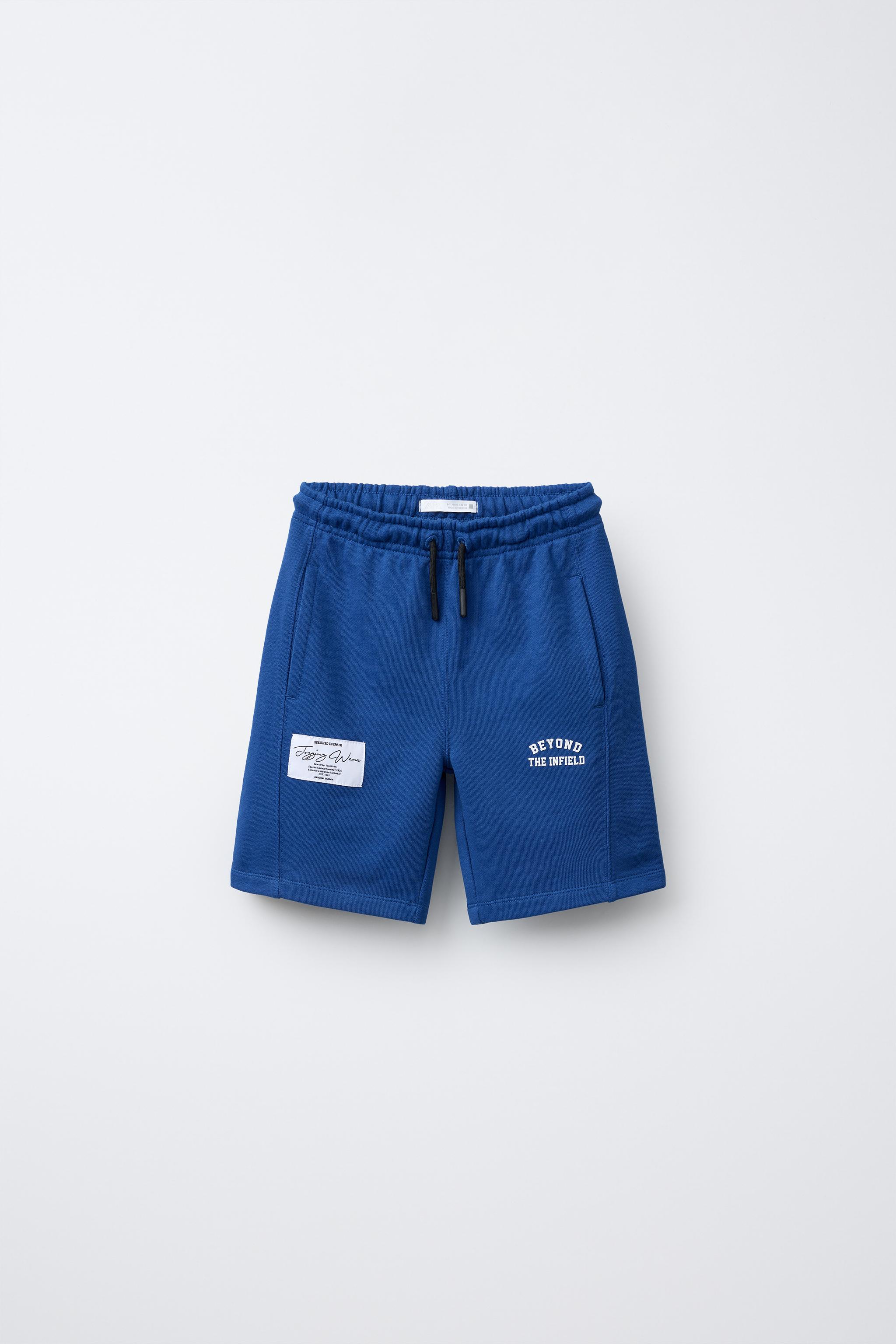 ラベル付きジョギングバミューダパンツ - 濃青 | ZARA Japan / 日本