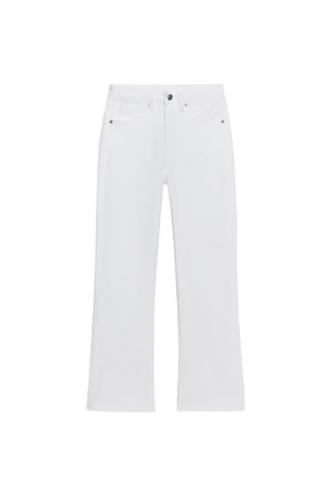 Zara Beyaz - TRF KISA PAÇA ÇAN YÜKSEK BEL JEAN