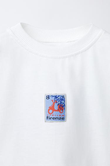 T-SHIRT ÉTIQUETTE MOTO - Blanc cassé de Zara - Image 2