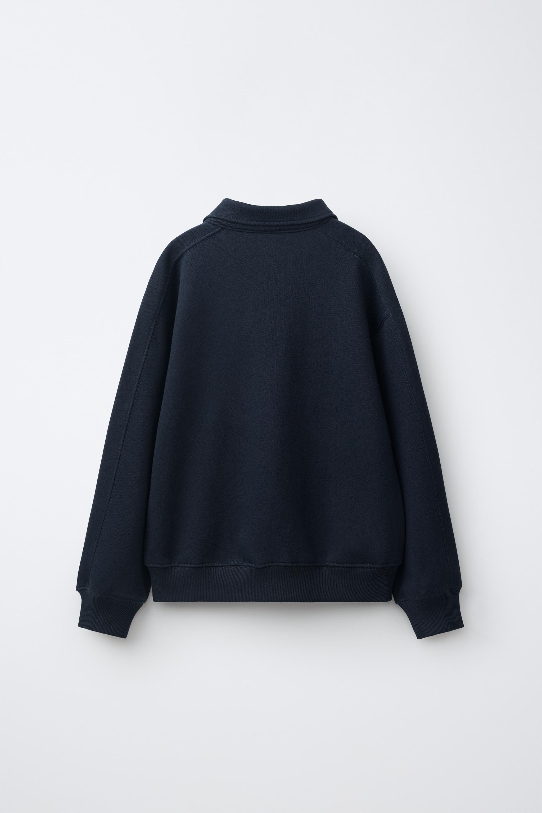 ZIP-UP POLO COLLAR SWEATSHIRT