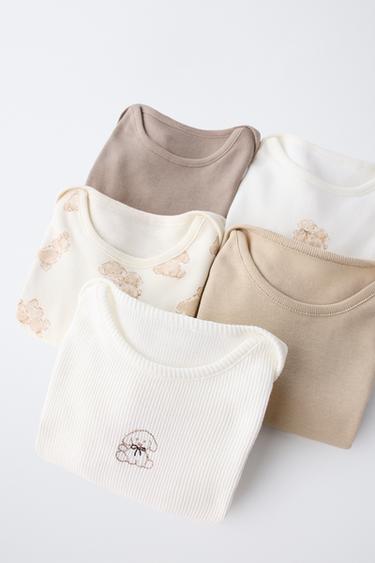 LOT DE CINQ BODYS CHIOTS - Marron clair de Zara - Image 4