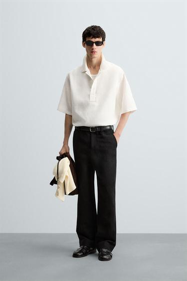 100% LINEN POLO SHIRT - White by Zara