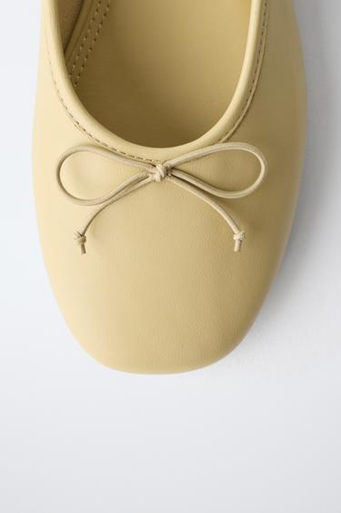 LEATHER BALLET FLATS - Yellow by Zara - Image 5