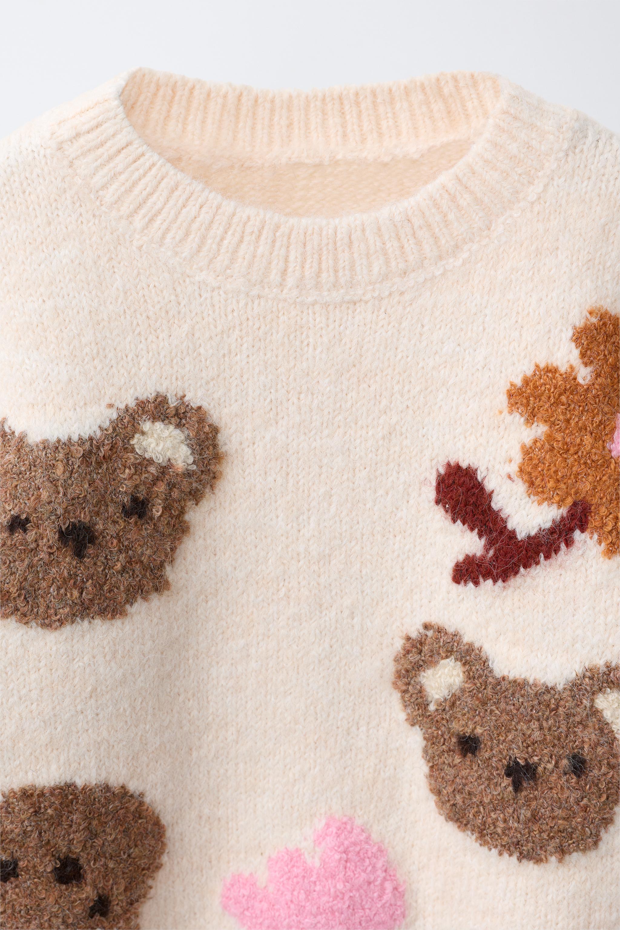 Детские свитеры Zara BEAR AND FLORAL KNIT JUMPER — фото 3