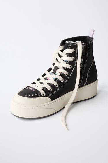 GRAFFITI HIGH-TOP SNEAKERS - Black by Zara - Image 2