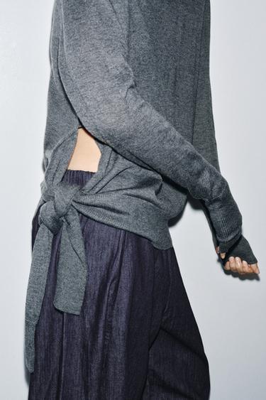 WOOL KNIT KNOT SWEATER - Grey by Zara - Image 3