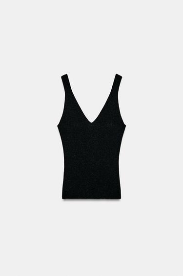 TOP EN MAILLE À BRETELLES - Noir de Zara