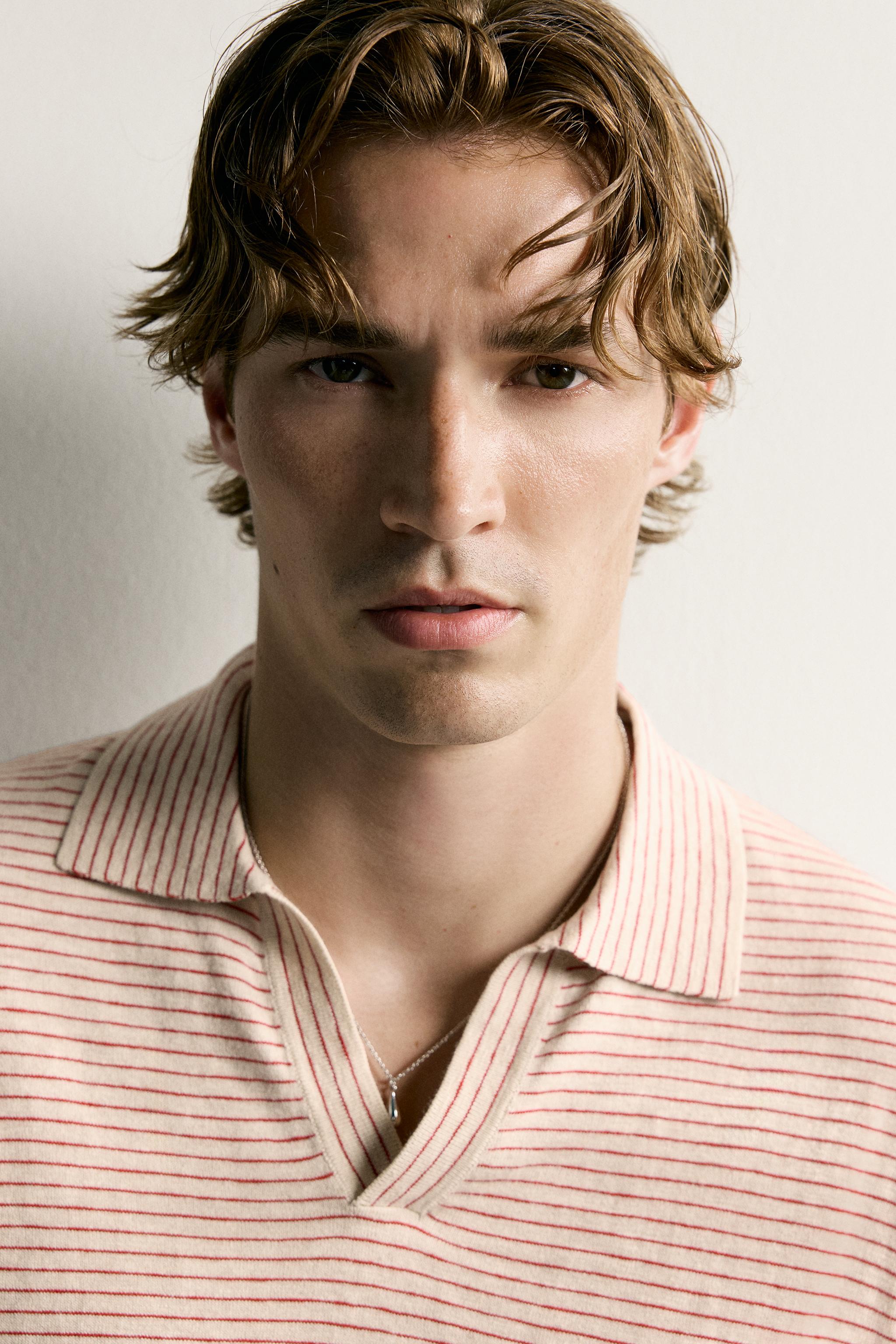 STRIPED JACQUARD KNIT POLO