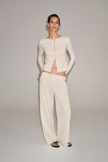 CONJUNTO TOP Y PANTALÓN RÚSTICO - Púrpura de Zara - Imagen 0