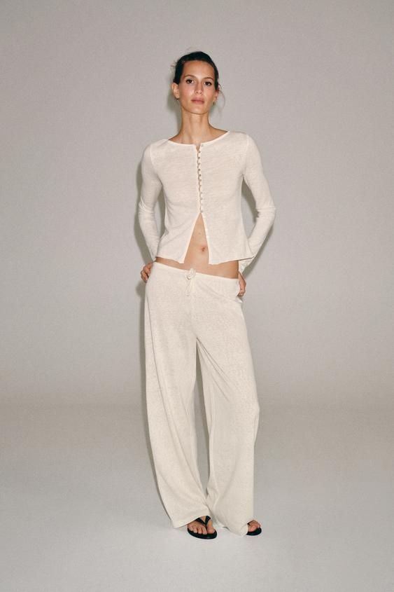 ENSEMBLE TOP ET PANTALON RUSTIQUE - Pourpre de Zara - Image 0