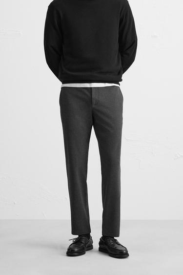 TEXTURED COMFORT TROUSERS - Charcoal grey by Zara
