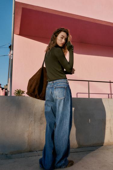 BASIC PLAIN KNIT JUMPER - Dark khaki by Zara - Image 4