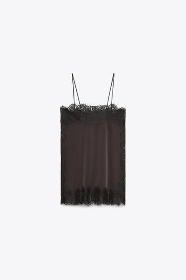 ZW COLLECTION SATIN LACE TOP - Dark brown by Zara - Image 7