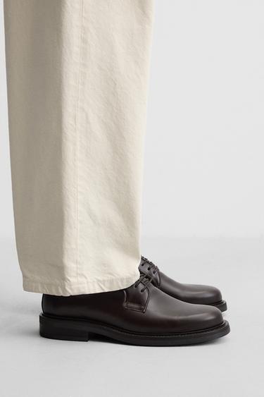 Zara LEATHER DRESS SHOES - Brown - Image 0