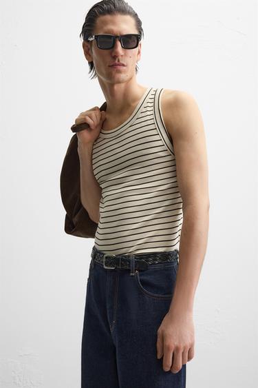 STRIPED TANK TOP - Black / White by Zara - Image 4