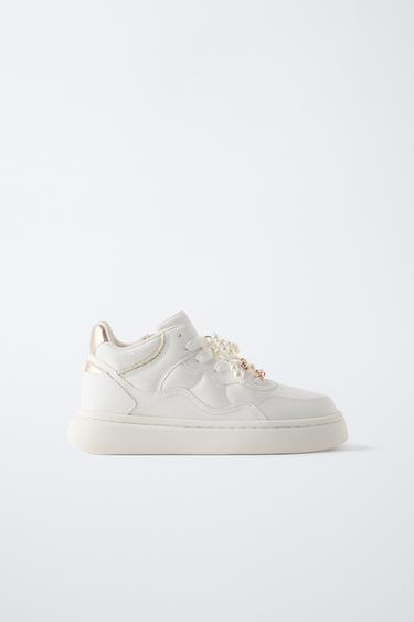 Zara JEWEL HIGH-TOP SNEAKERS - White - Image 0