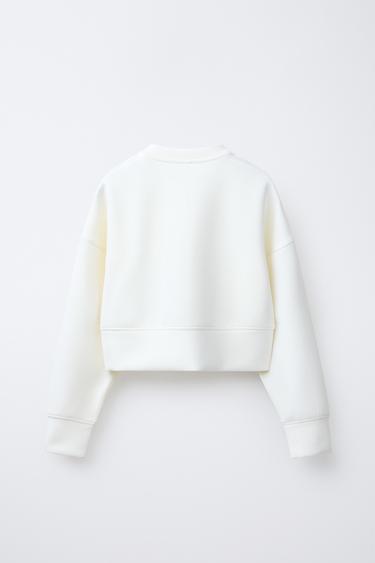VESTE CROPPED ZIP AVEC MODAL - Blanc de Zara - Image 1