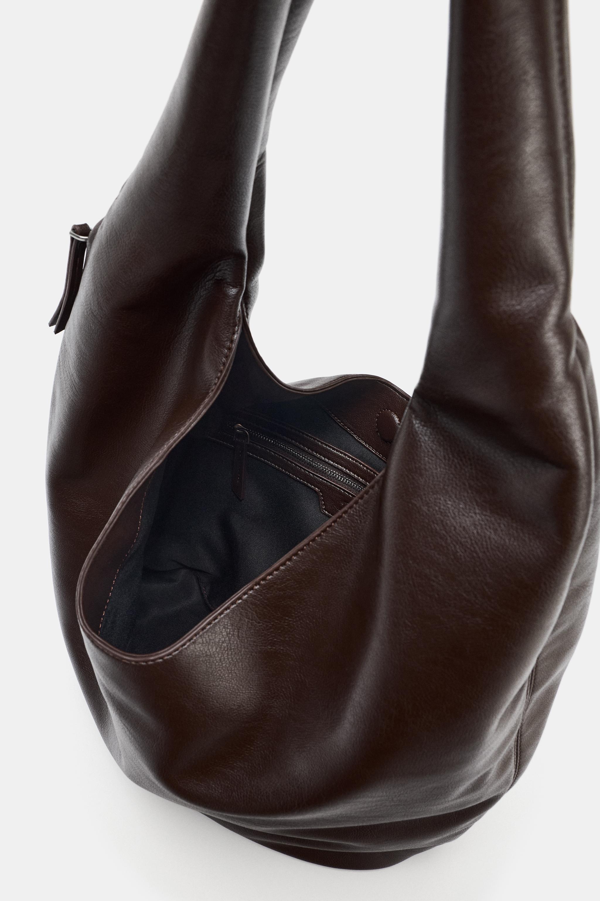 MAXI BUCKET BAG WITH SIDE ZIP - Burgundy Red | ZARA Singapore