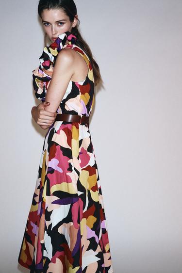 PRINTED POPLIN MIDI DRESS - Multicoloured by Zara - Image 2