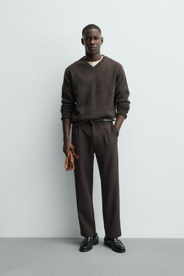 COMFORT STRAIGHT-LEG TROUSERS - Brown by Zara - Image 0