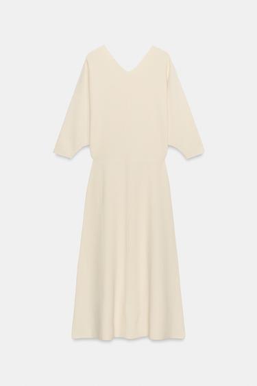 KNIT MIDI DRESS - Ecru by Zara - Image 7