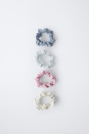 4-PACK OF GINGHAM SCRUNCHIES - Ecru by Zara - Image 0
