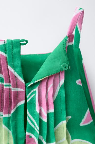 COMBINAISON COURTE HALTER À FLEURS - Vert de Zara - Image 3