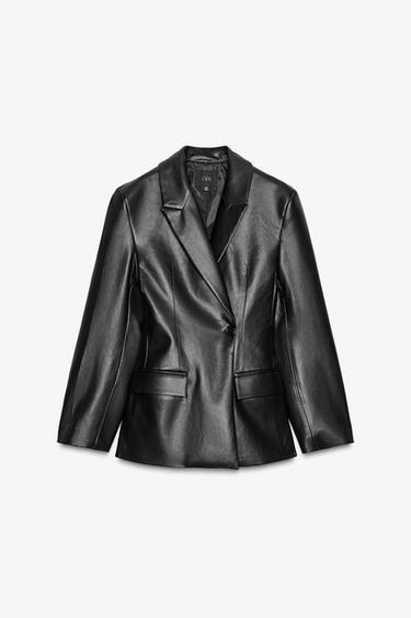 BLAZER DE POLIURETANO JUSTO - Preto da Zara - Imagem 0