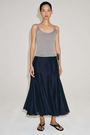 JUPE FLUIDE ZW COLLECTION - Bleu marine de Zara