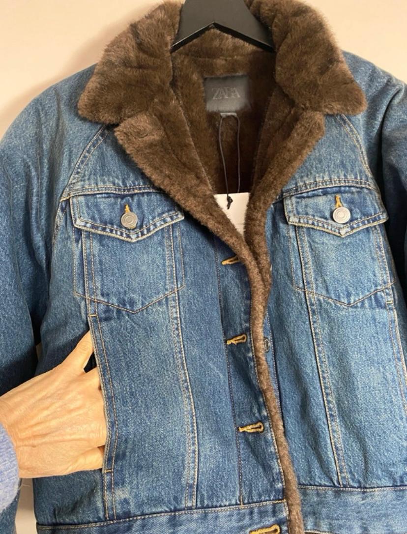 DENIM JACKET WITH FAUX FUR ZW COLLECTION - Image 3