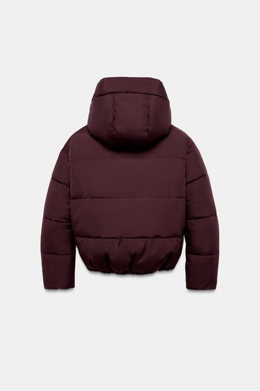 SHORT WATER-REPELLENT WINDPROOF HOODED ANORAK - Burgundy by Zara - Image 6