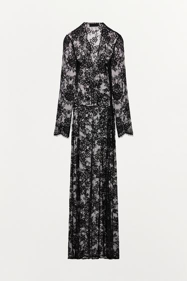 ZW COLLECTION LONG LACE DRESS - Black / White by Zara - Image 5