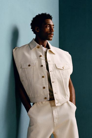 Zara BOXY FIT DENIM VEST WILLY CHAVARRIA X ZARA - Ecru