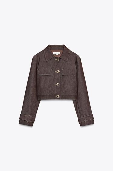CONTRAST STITCHING SHORT JACKET - Brown by Zara