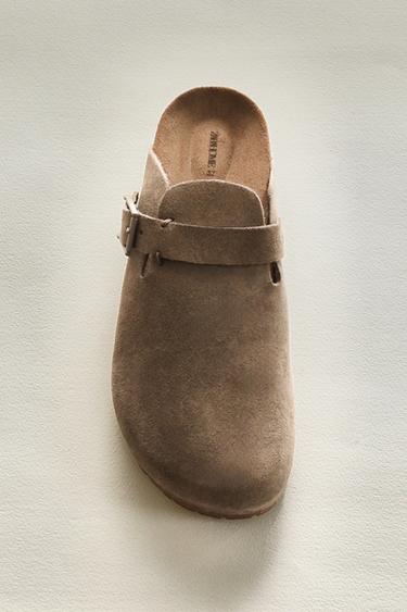 TAMANCO DE COURO COM FIVELA DETALHE PESPONTO - Verde da Zara