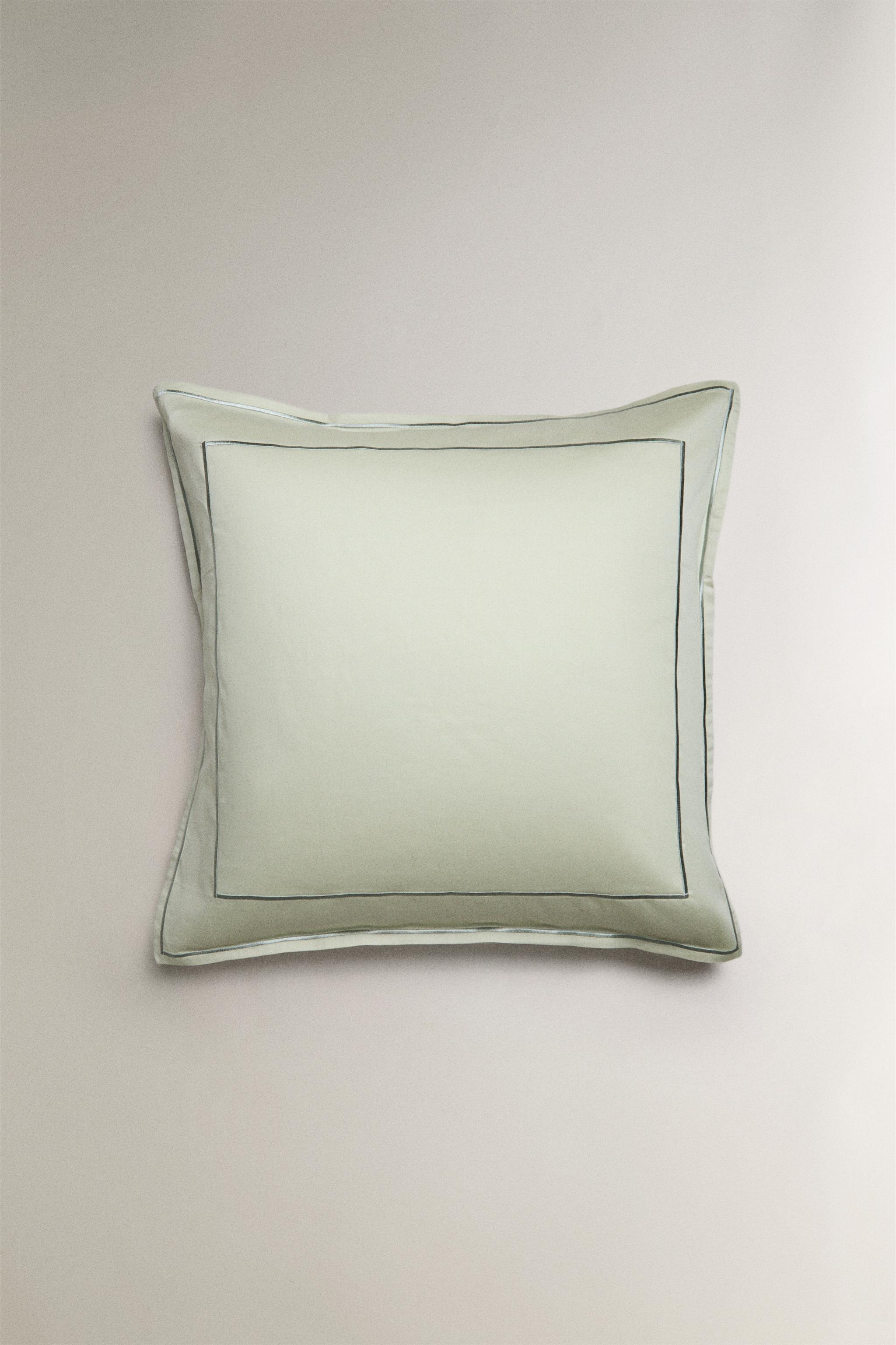 SATEEN PILLOWCASE WITH DOUBLE TRIM — Light green