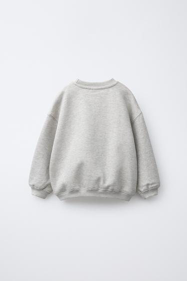 VARSITY SWEATSHIRT WITH CURLY PATCH APPLIQUÉ - Grey marl by Zara - Image 1