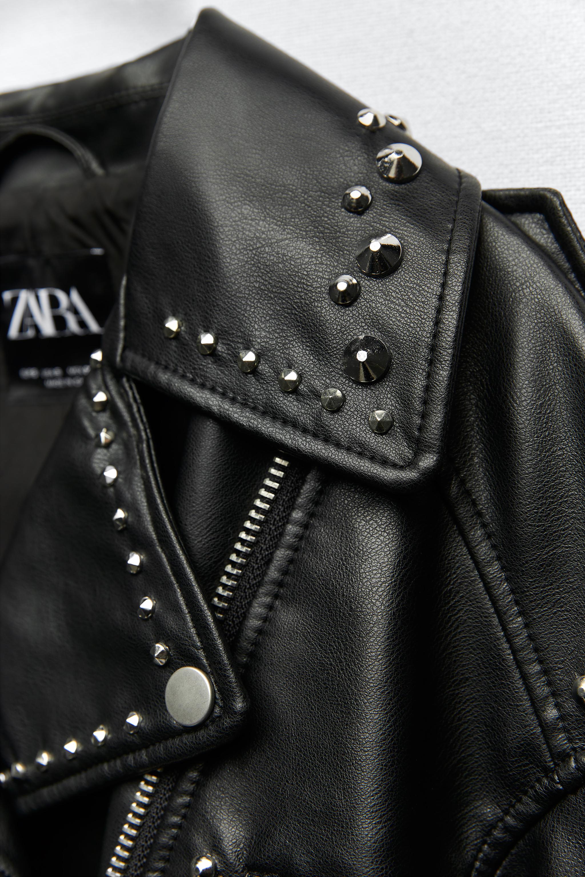 STUDDED FAUX LEATHER JACKET - Black | ZARA United States