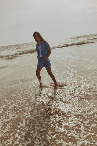 Z1975 WRAP DENIM SKORT - Mid-blue by Zara