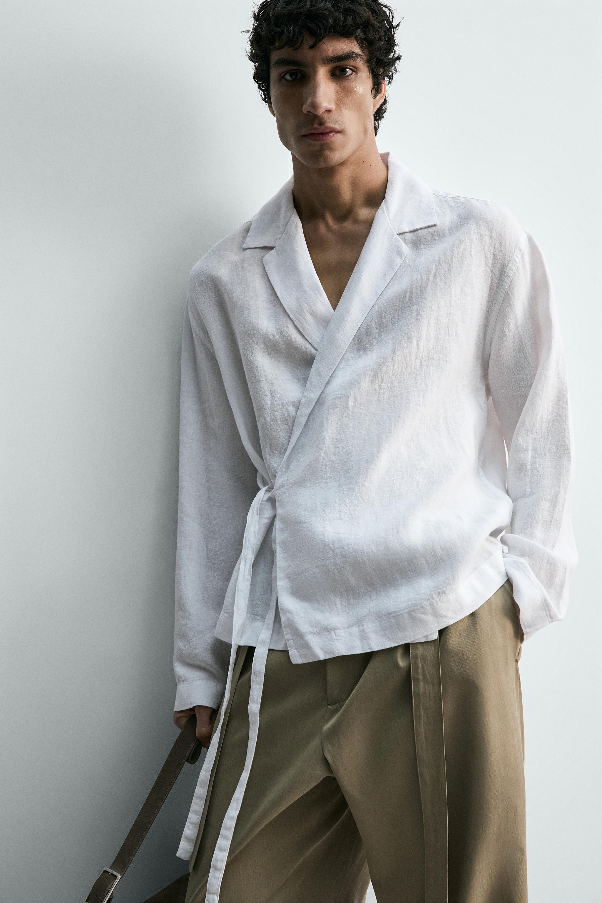 100% LINEN TIE SHIRT