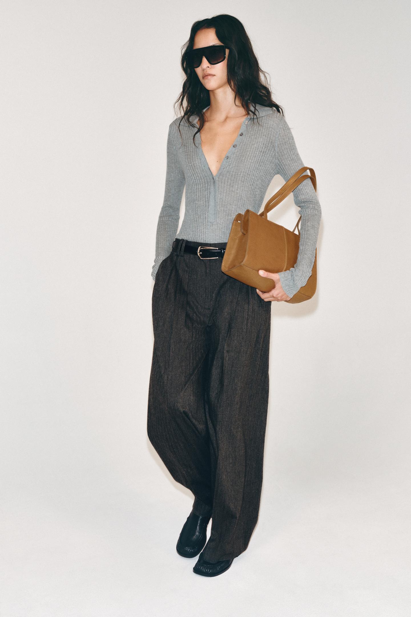 Женская сумка Zara Leather Shoulder, цвет: Горчичный — фото 4
