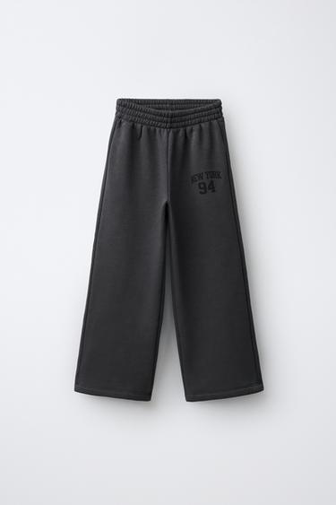 PANTALÓN WIDE LEG ESTAMPADO - Gris antracita de Zara