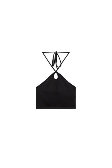 CROSSED HALTER TOP
